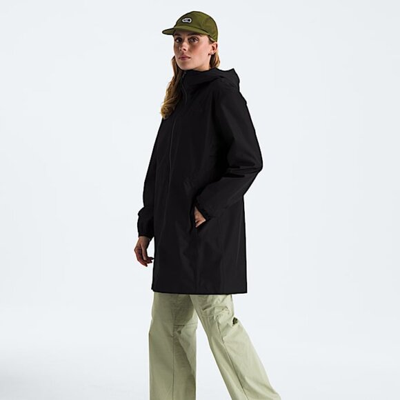 North Face Women’s Daybreak Mid Rain Parka - Black - Picture 1 of 7